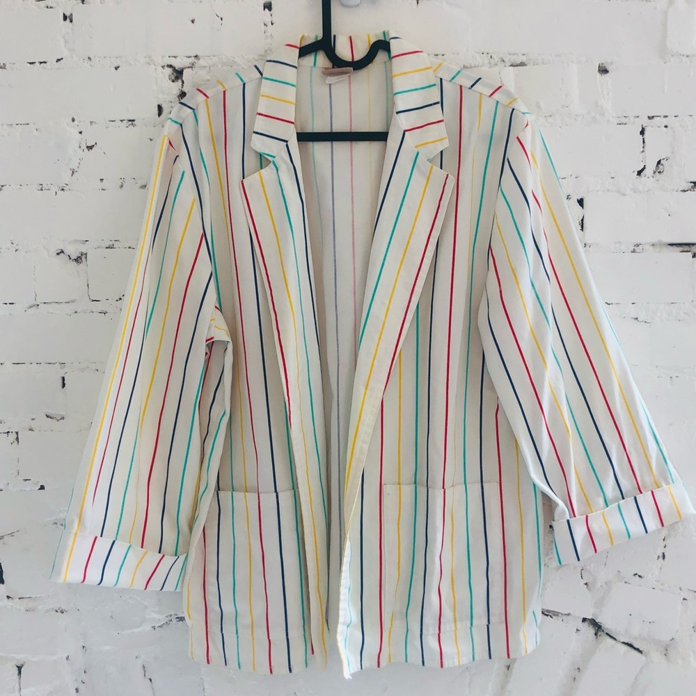 Vintage Rainbow Striped Multicolor Blazer